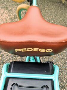 The Pedego bike seat has a soft saddle with a suspension seat-post for extra cushioning.