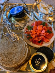 And for my birthday dinner, we enjoyed caviar from Russ & Daughters in New York City, along with homemade blinis, and salmon.