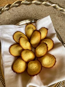 These delicate French cookies are known for their distinctive shape. They're called Madeleines and these were made by our young friend and one of the week's sous chefs, Federico. These cookies were the perfect accompaniment to our meal.