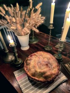 Here is the apple pie on the table for photo opportunities - it didn't last long.
