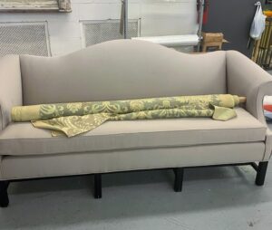 This sofa was also recovered. I planned this piece to go to Skylands, my home in Seal Harbor Maine.