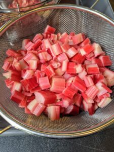 Rhubarb became a popular addition to pies and other desserts in the 18th and 19th centuries after sugar became widely available in England. It has a sour-bitter flavor that works well with pies, streusels and crisps.