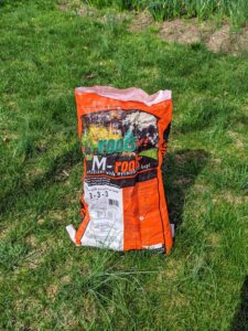 For all of these plants, we’re using M-Roots fertilizer with mycorrhizal fungi, which helps transplant survival and increases water and nutrient absorption.