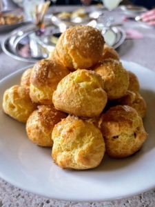 We also had gougeres – those delicious baked savory choux pastries made of choux dough and mixed with cheese.