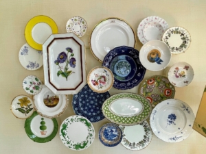 Outside the Dining Room is this display of ceramics belonging to the Mellons. Most of Mrs. Mellon's ceramics were sold at Sotheby's after her death in 2014, but a selection of pieces were kept and used here.