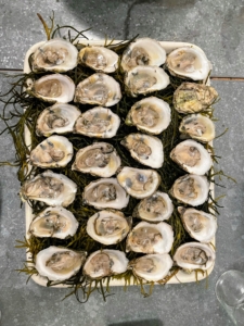 Here they are served on a bed of seaweed ready to devour - and devour we did.