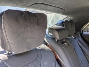 This Mercedes is also equipped with adjustable and padded safety headrests - three in the back and the two in front. This car provides wonderful comfort for all its riders.