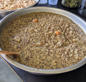 And, I cooked five pounds of quinoa. Quinoa is an amazing gluten-free superfood with high levels of essential amino acids. It is a high protein grain type food, so give it in small amounts. When preparing homemade diets, be sure it is well-balanced. Research what your pet needs.
