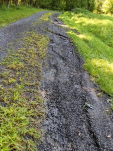 I have four miles of carriage road at the farm and many of them suffered stormwater runoff - generated from all the fast-moving rain that flowed over the roads and into the landscape - the gravel is everywhere.
