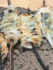 Some of the small bites offered include these celery root skewers. Celeriac, also called celery root, knob celery, and turnip-rooted celery, is a variety of celery cultivated for its edible stem and shoots. I love celeriac and grow it every year in my own garden.