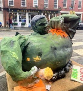 One of the first decorated pumpkins Judy saw was this "Hulk Smash." The artists spend one entire day decorating their pumpkins for the festival. Some artists work with knives and scoops to create three dimensional characters.