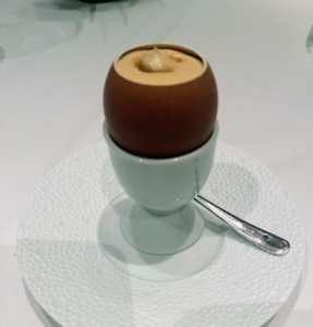 Dessert included Praline Mousse served in an egg shell. Everything was incredibly delicious - every morsel devoured.