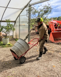 Here's Chhiring wheeling one in on a hand truck. Avoid prolonged exposure to heat or cold, with temperatures below 35 degrees Fahrenheit or higher than 95-100 degrees Fahrenheit. Fortunately, on this day, temperatures were in the 60s.