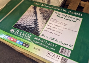 We're using the innovative environmentally-safe mud control panels from RAMM - a company that also makes the hay feeders we use here at the farm.