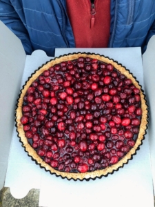 This is a cranberry tart in an almond crust
