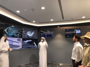 This is the mission control and space operations room. Leading the tour is Amer Al Sayegh, who is the Senior Director of the Space Engineering Department at MBRSC. (Photo by Stephanie Wan, Methuselah Foundation)