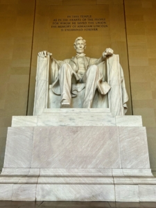 And if you haven't yet visited, inside is a large seated sculpture of Abraham Lincoln and inscriptions of two well-known speeches by Lincoln, the "Gettysburg Address" and his second inaugural address.