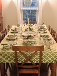 This table for six was set by my Operations Manager, Stephanie Lofaro, at her Fairfield, Connecticut home where she enjoyed the holiday meal with her husband, Chuck, and some friends.