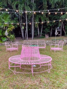The outdoor furniture pieces are even refurbished and painted to match the Château d’Esclans iconic rosé - pink. Here, guests can enjoy the exclusive rose wine pairings in lounge style seating.