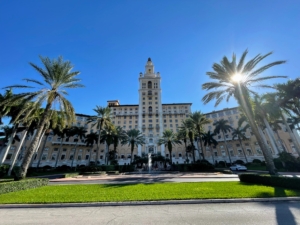 Here we drove by the Miami Biltmore Hotel - a luxury hotel in Coral Gables. It was designed by Schultze and Weaver and was built in 1926 by John McEntee Bowman and George Merrick. The tower is inspired by the Giralda, the medieval tower of the cathedral of Seville. When completed it became the tallest building in Florida at 315 feet holding the record until 1928 when the Dade County Courthouse was built.