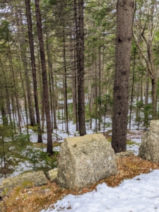 In this photo, more of Rockefeller's teeth - hand-laid granite blocks indicating the edge of a landing toward the Play House.