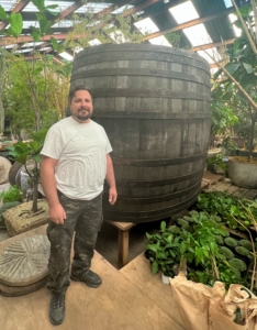 And here is Ryan, standing in front of an enormous vintage French wine barrel. The Tropics Inc. is an amazing gallery of botanical specimens and interesting decor. Wait until you see what I bought there! Please go to The Tropics web site for more information and be sure to pick up a copy of "Living" to learn how this family-owned business began - its story is interesting, informative, and inspiring.