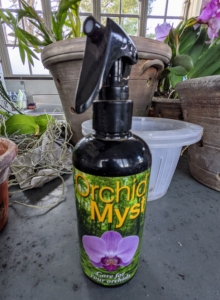 Orchid Myst is a ready-to-use nutrient solution that replicates how an orchid receives fertilizer in the natural environment. It contains mineral and organic nutrients, marine plant extracts, humic acid, fulvic acid, and pure plant oils and acts as a fertilizer and growth enhancer, as well as a plant tonic.