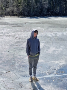 Judy's son, Billy, wasn't quite sure about the ice at first. Ice should be at least four-inches thick. The ice in this pond, where the carousel was being made was about a foot thick.