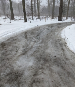 After the snow came freezing temperatures, which left the roads treacherous and completely covered in ice. Temperatures this week are expected to remain in the 40s, which should melt a lot of it down.