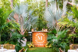The tropical themed event was held in The Colony Hotel's East Garden, its largest outdoor venue at 2700 square feet. It was the perfect space for our seating plan and decor. (Photo by Carrie Bradburn/CAPEHART)