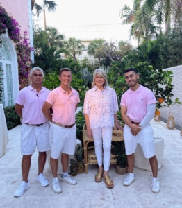 Here I am with some of The Colony Hotel Palm Beach wait staff. The day's weather was a bit cloudy, and it did rain just a little bit, but it ended up perfect for our outdoor celebration.