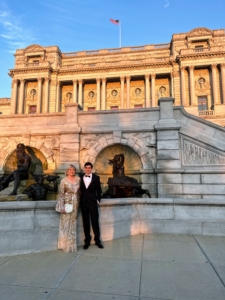 My friend Ari Katz attended the event with me. Here we are in front of the Library.