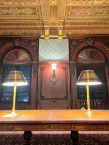 In all, there are 16 Reading Rooms at the Library of Congress, all with meticulously maintained desks where one can research, read, work, and in these modern times, sit and check emails.