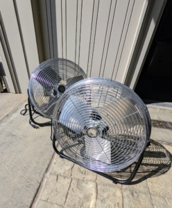 These new floor fans will be used to cool the main areas of the stable outside the stalls.