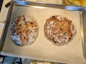 I also made several loaves of my Irish Soda Bread with Rye and Currants. Click on this highlighted link for the recipe from MarthaStewart.com.