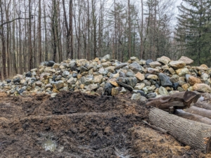 In another area, we pile up unused rocks from around the farm.