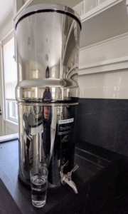 Another Berkey System was placed in my Tenant House which is where my daughter, Alexis, and her children, Jude and Truman, stay when they visit – they are all big water drinkers and plastic-free. These systems are portable and easy to move, even when full.
