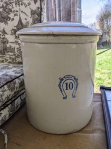 Smaller items such as this antique crock... for sale!