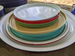 Enamel plates and platters... for sale!