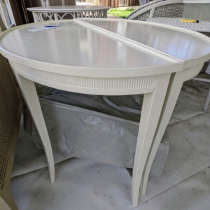 White demilune tables... for sale!