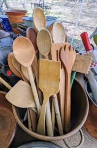 Lots of wooden spoons and spatulas... for sale!