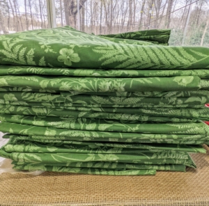 Green fern leaf table linens... for sale!