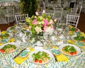 The lunch was catered by Abigail Kirsch Catering Relationships. It included these fresh grilled chicken salads. The floral décor was designed by Andrew Pascoe. (Photo by BFA/Deonte Lee)
