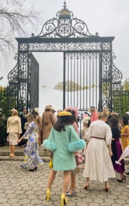 It was a cloudy, rather gloomy day, but hundreds of guests wearing their fanciful toppers came out for the well-known gathering at Central Park's Conservatory Garden located at Fifth Avenue and 105th Street.
