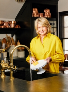 And here I am after one of our shoots - trying the faucet out for the first time. Changing a faucet fixture is one of the simplest, smartest ways to upgrade a kitchen. Please visit the Waterworks web site to see the company's other collections for the kitchen and bath.