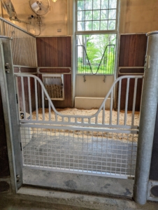 Here is the new gate - this one installed at just the right height for the donkeys.