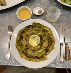 We then enjoyed steamed artichokes which I brought with me from New York.