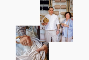 Matt and Jill Beaudoin from Mystic, Connecticut are two of our original American Made entrepreneurs. Mystic Knotwork is among our most dedicated vendors. The company produces nautical knot decorations including doormats, key fobs, trivets, and the popular nautical sailor knot bracelets.