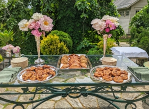Before ending the tour, the group gathered on my terrace parterre for more refreshments. These delicious pastries are from LMNOP Bakery in nearby Katonah. LMNOP Bakery uses milled flour and other wholesome ingredients from local sources and bakes fresh items every day.