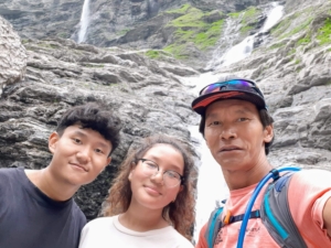 This photo includes Pasang's son Tash, Sonam, and Pasang's brother Dawa, who is a three-time Winter Olympics cross-country skier.